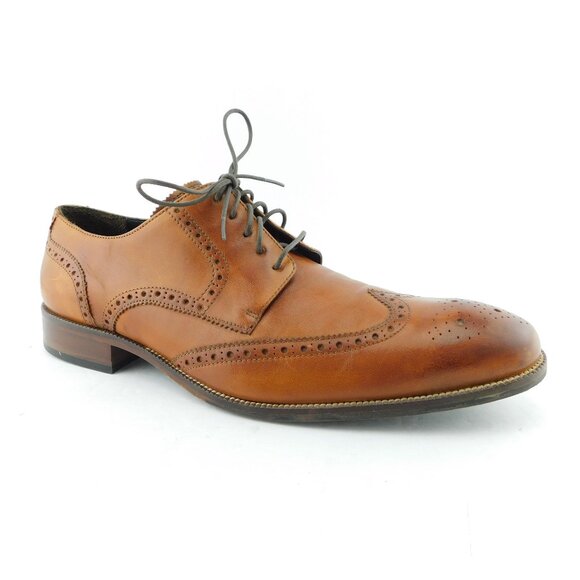 COLE HAAN Cognac Brown Leather Wingtip Lace-up Oxfords Shoes 13 main image 3